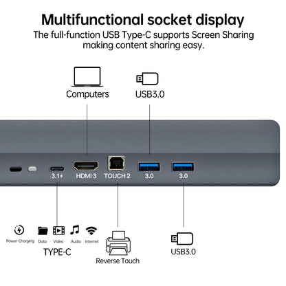 JAV 55" Smart Board Pro Google EDLA Certified 4K UHD Interactive Whiteboard for Classroom Office All-in-One Touchscreen Display with 48MP AI Camera 100W Soundbar Android 14 8+128GB Wall Mount Included