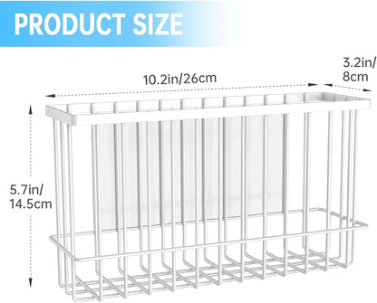 NiHome Magnetic Metal Basket Organizers, 2PCS Medium & Small, Versatile Storage for Kitchen & Office Holds Up to 14 lbs, Easy Attach to Refrigerator or Any Magnetic Surface(White)