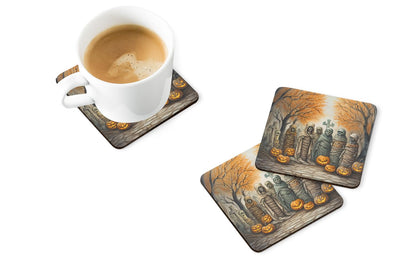 Caroline's Treasures Mummies Spooky Halloween Foam Coaster Set of 4 Cup Coasters for Indoor and Outdoor, Coaster for Tabletop Protection, Anti Slip, Mouse pad Material