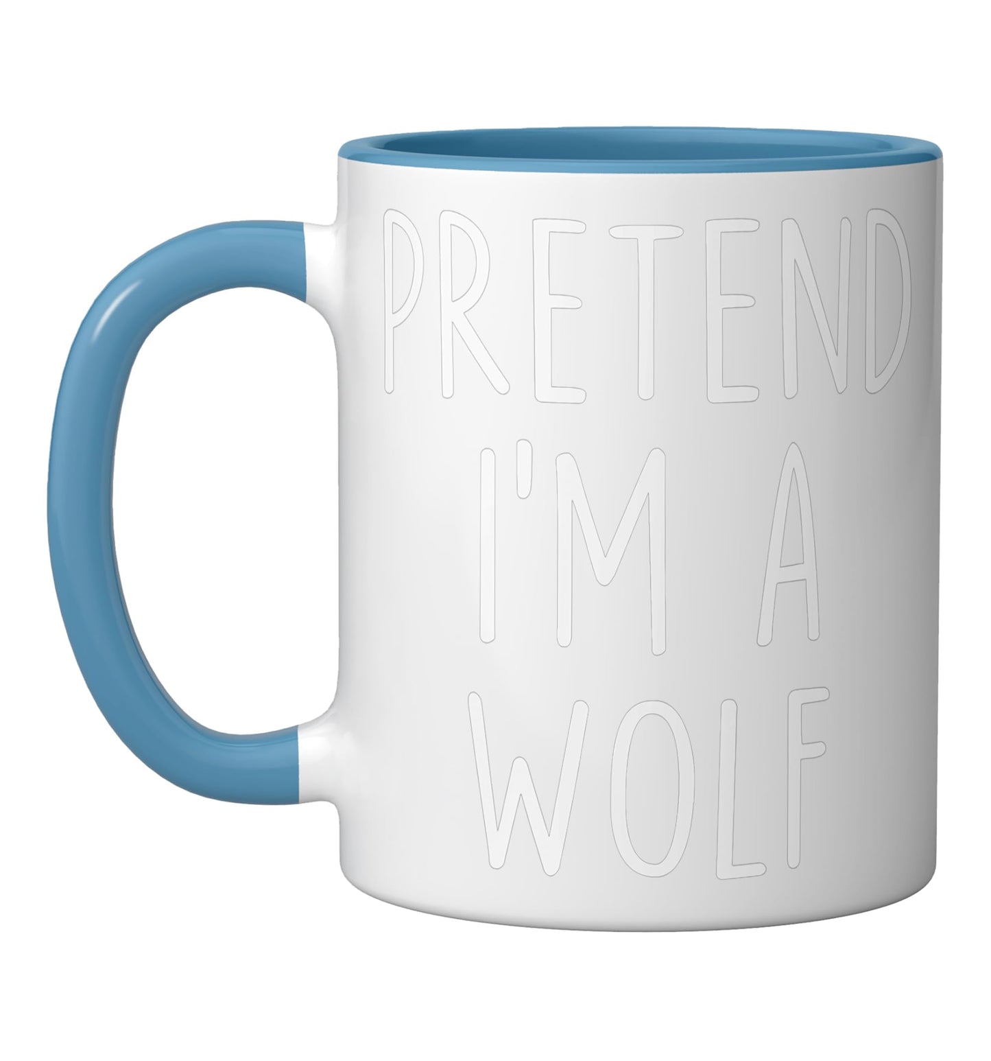 Pretend I'm A Wolf Costume Halloween Party Lazy Easy Ceramic Mug, Blue/White