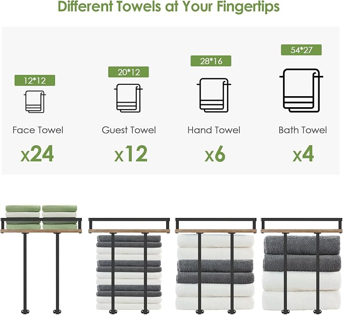 Towel Racks for Bathroom-Wall Mounted Floating Shelves for Wall Bathroom Bedroom Kitchen Living Room, Hanging Book Shelves Decor Bathroom Organizer, 16 inch Solid Wood, Carbonized Wood Color