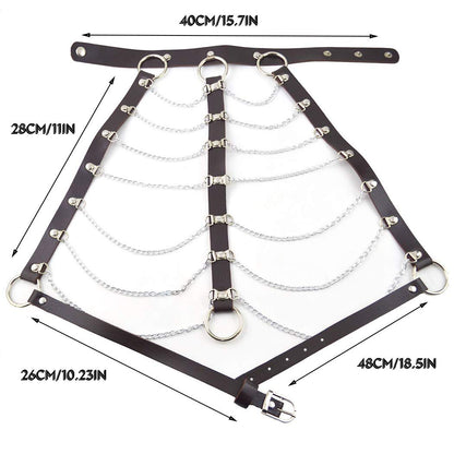 Zoestar Leather Chest Harness Chain Belt Black Fashion Rave Body Accessories for Women