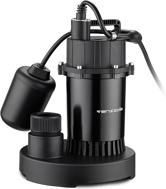 Sump Pump Submersible Utility Water Pump Thermoplastic Portable Electric Water Removal Transfer Pump with 16.4FT Cord for Swimming Pool Basement Garden Pond Tubs Draining, 1 HP 4000GPH