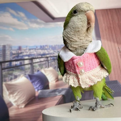Bird Diaper Flight Suit - Pink Top Bird Clothes Cosplay Photo Prop for Parrots, Lovebirds, Parakeets, Cockatiels & Small Animals (Blue Quaker)