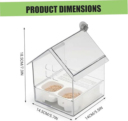 Pull-Out No Mess Bird Feeder for Cage, 3-in-1 Transparent Bird Feeder Squirrel Proof Birdfeeder and Waterer for Parrots Garden Fence