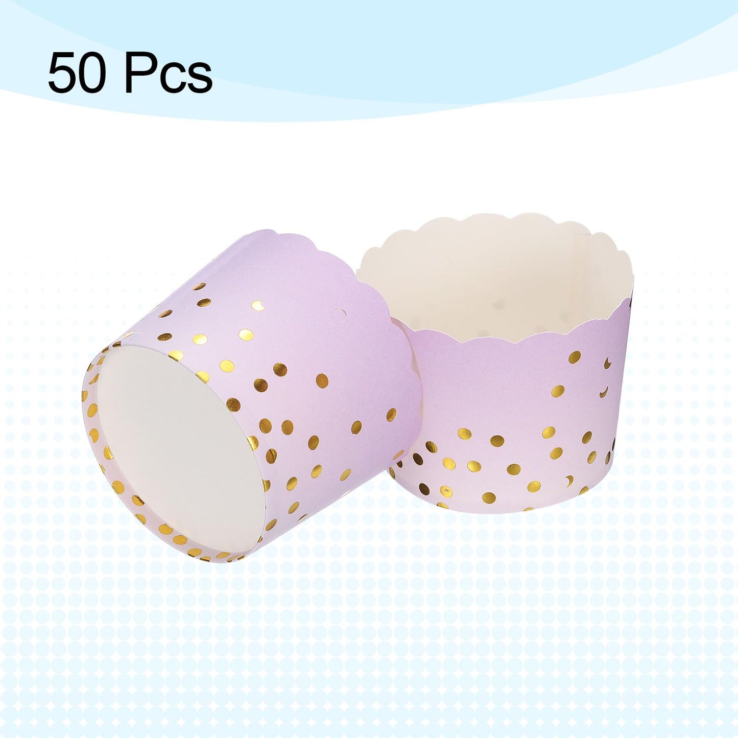 HARFINGTON 50Pcs Colorful Paper Baking Cups 6oz Cupcake Wrappers Scalloped Muffins Liners Disposable Greaseproof Containers for Birthday Party, Gradient Purple