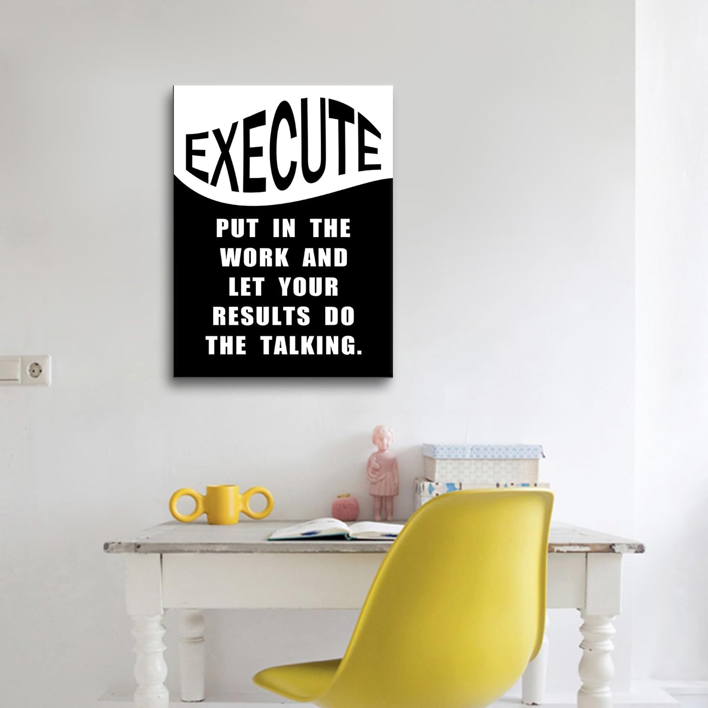 Motivational Canvas Wall Art Execute Entrepreneur Quotes Poster Print Inspirational Pictures Painting for Office Class Room School Wall Decoration Stretched and Framed [18''Wx24''H]