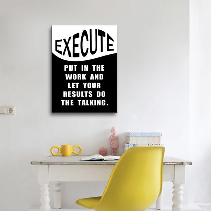 Motivational Canvas Wall Art Execute Entrepreneur Quotes Poster Print Inspirational Pictures Painting for Office Class Room School Wall Decoration Stretched and Framed [18''Wx24''H]