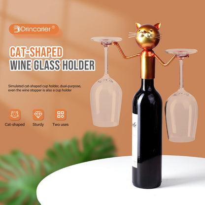 Drincarier Cat Decor Wine Holder Wine Rack Wine Bottle Holder Wine Cat, Gift for Halloween and Christmas,Cat Gifts for Cat Lovers………… (Cat Glass Holder)