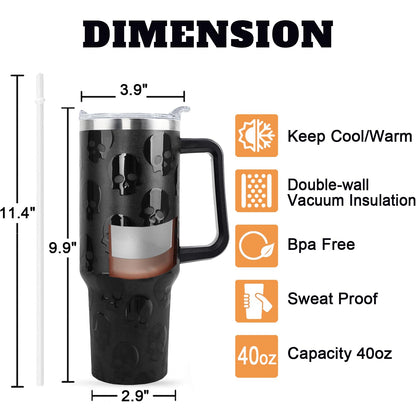 sxmluedn Goth Gifts Goth Tumbler Halloween Tumbler 40 Oz 3d-Printed Skull Gifts Cup For Women Men Spooky Skeleton Travel Mug with Handle Lid and Straw