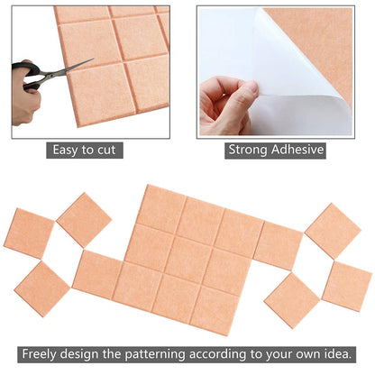 Uoisaiko Large Felt Board Tiles for Wall with 30 Push Pins, 11.8"x11.8" Pack of 6 Pin Board Notice Boards for Home Office Kitchen, Bulletin Board Wall Tiles for Photos Memos (Beige, 6 Pack)