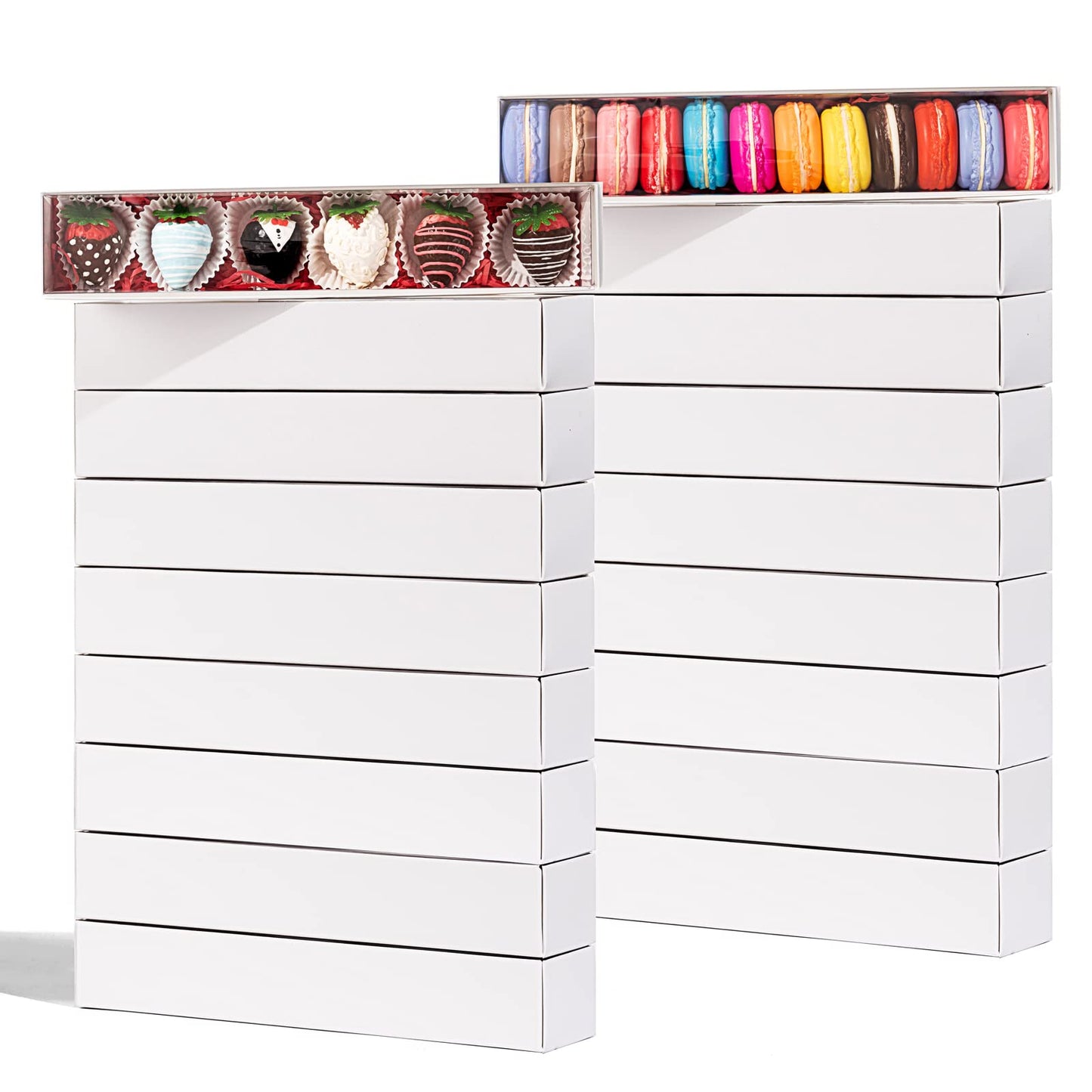 SLShePack 20Pack 12x2.25x2 Inches Chocolate Covered Strawberries Boxes for 6, Macaron boxes for 12, Long Box for Cocoa Bombs,Cookies,Truffle,Cake Ball