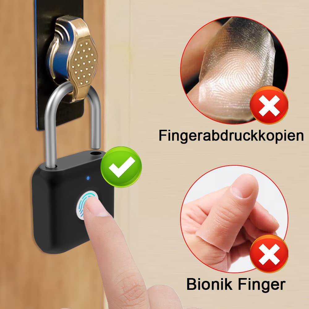 Fingerprint Padlock Phone Watch App Gym Locker Lock: Keyless Padlock eLinkSmart Combination Lock - Black Metal Bluetooth Remote Padlock for Locker Backpack Suitcase Luggage