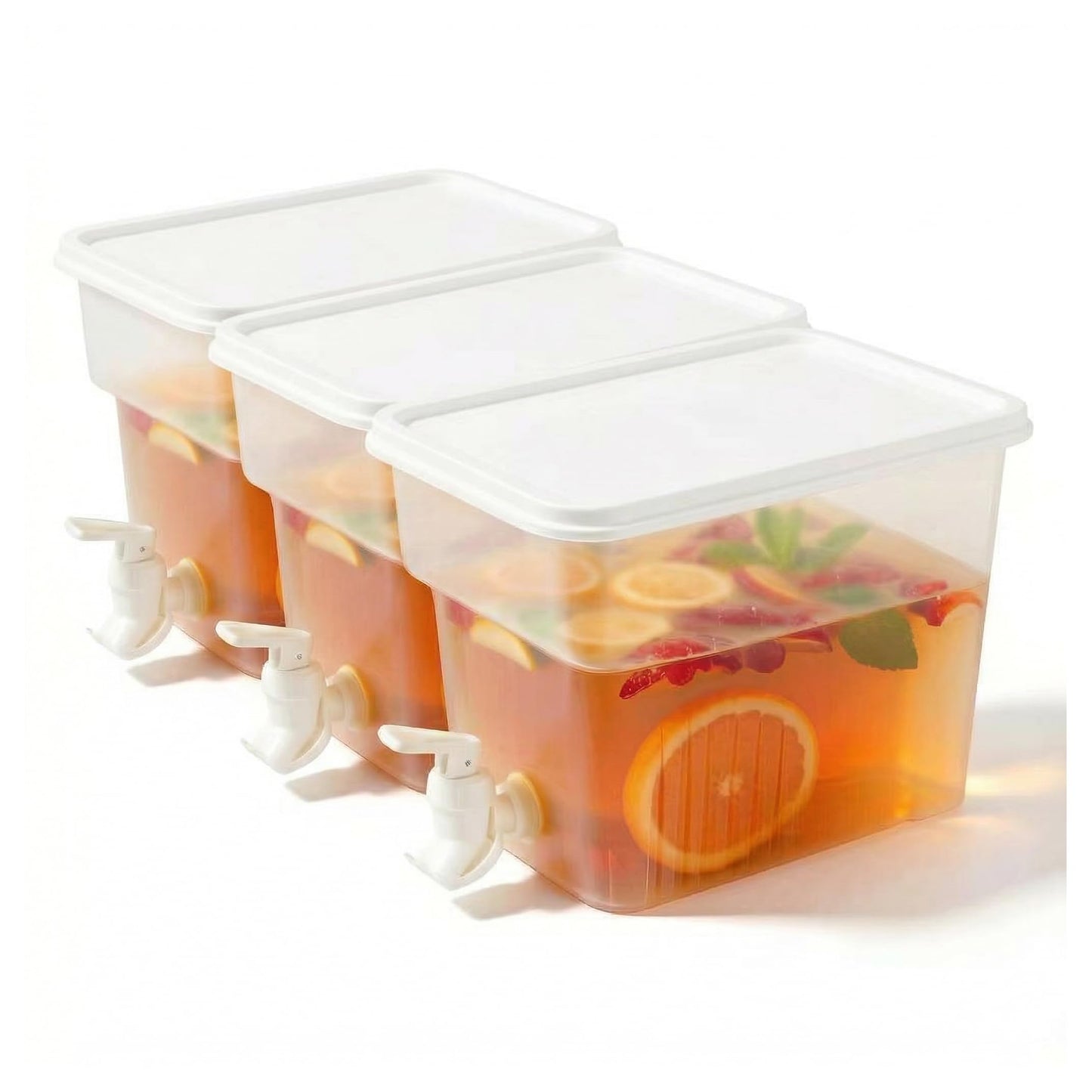 BEWBBAT 3 Pack 1.3 Gallon Fridge Drink Dispenser with Spigot, Leak-proof Plastic Beverage Drink Dispenser Refrigerator Iced Juice Lemonade Dispenser Water Dispenser for Party