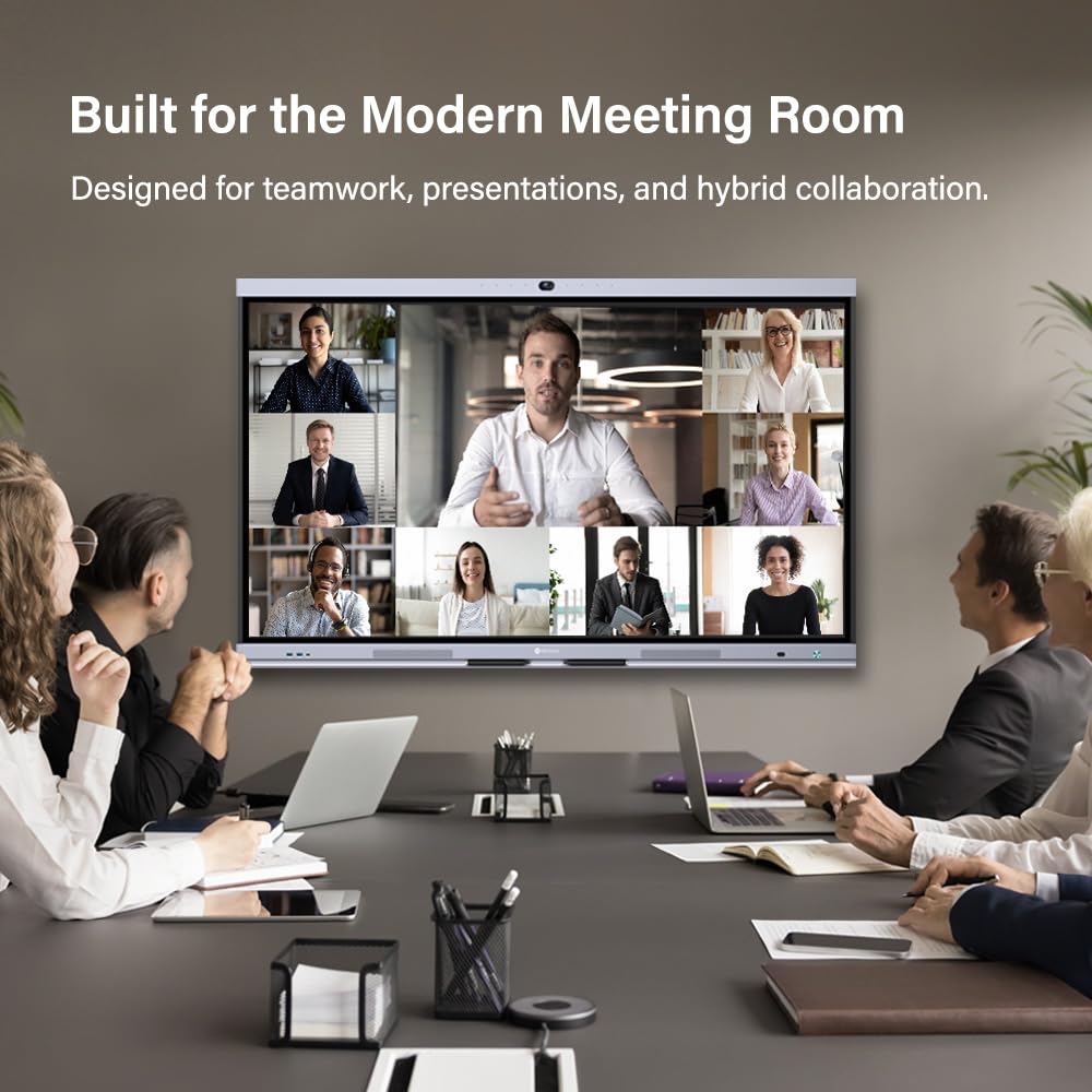 AG Neovo 75" Smart Board with Camera and Microphone, Google EDLA Certified Interactive Whiteboard for Business, Android 13, Wireless Screen Sharing, Digital Whiteboard (IFP7504P-AO)