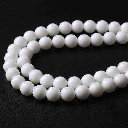 32PCS 12MM Natural White Agate Stone Beads Round Shape Suitable for Jewelry DIY Bracelet 15 Inches