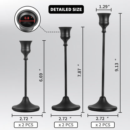 CHILL RECIPE Black Candlestick Holder Tall Taper Candle Holder for Home Decor Table Centerpiece Party Festival Decorations Halloween Decoration (2 Set 6Pcs)