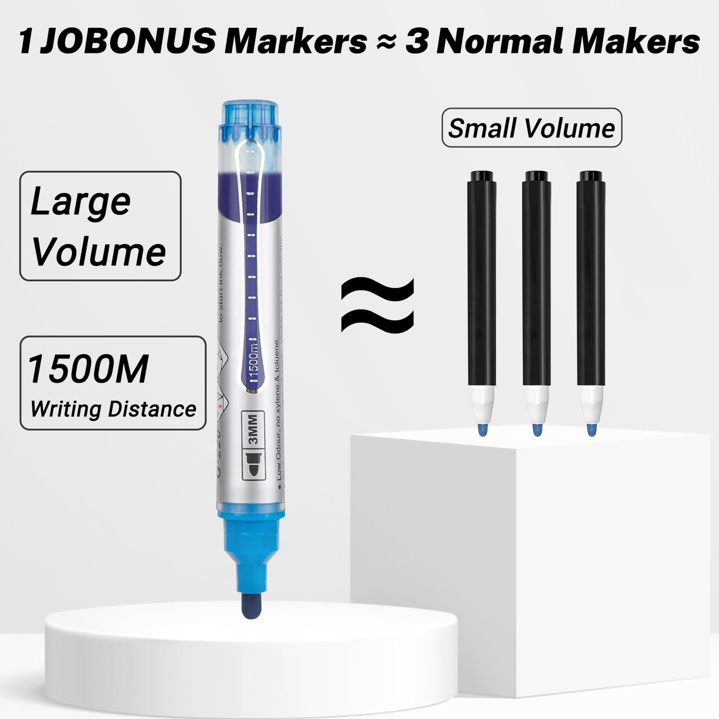 JOBONUS Glass Board Markers Erasable, Neon Dry Erase Markers for Whiteboard, Glass Board, Calendar, Chalkboard, Large Volume, 8 Pack Bullet Tip Whiteboard Markers for School, Home, Office