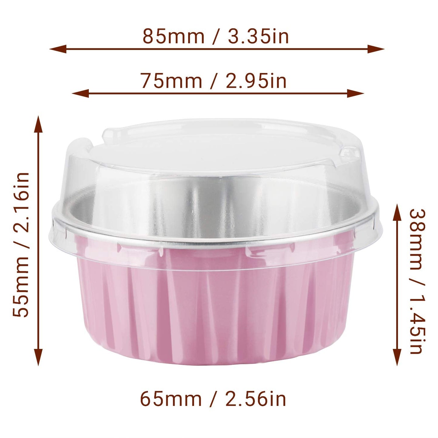 EUSOAR Foil Ramekins Disposable, 3.5oz 100pcs Mini Muffin Liners and 60Packs 5oz Baking Cups, Brownie Desserts Muffin Liners Cupcakes Ramekins Tin Holders Containers