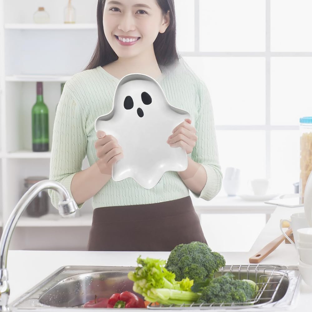 LYAPEONY Ceramic Ghost Plate (10.6 * 9.1in) | Reusable Halloween Plate for Everything from Desserts, Salads, Snacks, Candy, Appetizers and More (1)