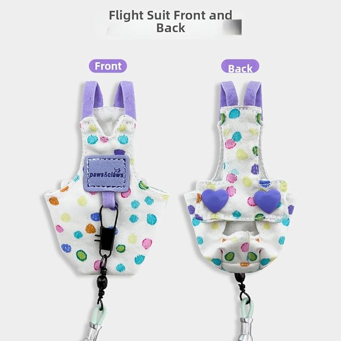 Bird Harness Leash Set Adjustable Vest Anti-Lost Wrist Strap for Parakeet Cockatiel Conure Lovebird (Purple, Caique Parrot 13 * 7.5cm/6g)
