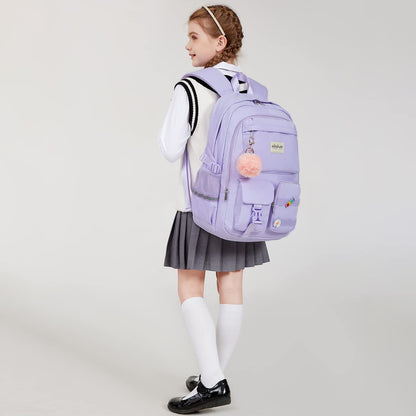 abshoo School Backpack for Girls Bookbag with Lunch Bag Teen Girls School Bag Travel Daypack (Purple)