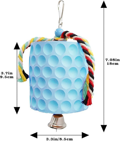 Oooct Large Chicken Chewing Toy, Chick Beak Grinding Calcium Stone with Bells, Chicken Coop Accessories, Cage Toys for Cockatiel Parakeet Parrot Budgies Rat Hamster Rabbit Bunny Blue