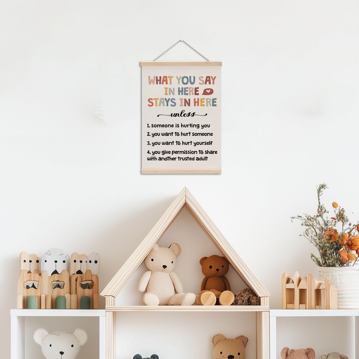 XFN Boho Growth Mindset Wall Art Banner, 15.8"L x 11.8"W, Multi 0049, Perfect for Bedroom, Living Room, Office, Classroom, Nursery Room Decor
