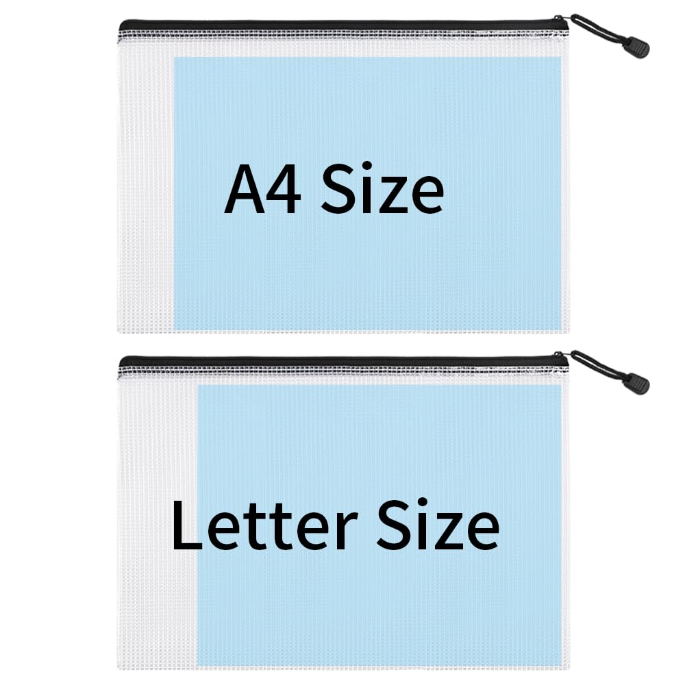 EOOUT 24pcs Mesh Zipper Pouch Bags, Plastic Zipper Bag for Organizing 13.5x9.5 Inches Letter Size, A4 Size, for Office Supplies