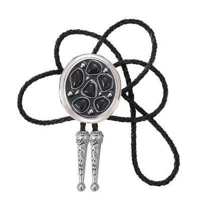 Btilasif Bolo Ties Western Cowboy with Black Agate Stone Leather Necktie Bola Tie for Men Women
