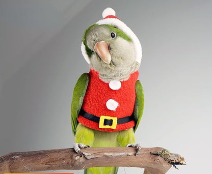 Bird Clothes Birds Flight Suit, Christmas Hoodie for Parrots Cockatiel Sun Conure Christmas Party Cosplay Photo Prop Bird Shirt Small Animals Apparel (Without Diaper,Macaw)