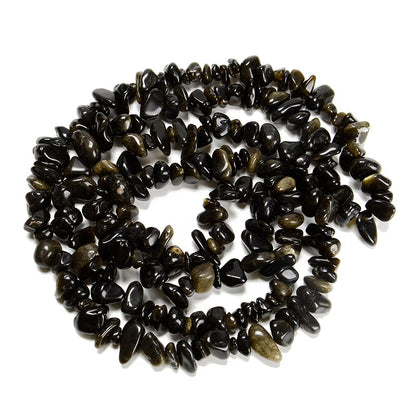 jodaying 7-8mm Natural Gold Obsidian Gemstone Chips Healing Gravel Bracelets Necklace Kit Irregular Tumble Stone Beads DIY Crafts Design Jewelry Making 32"