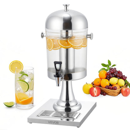 VEVOR Beverage Dispenser, 2.1 Gallon Drink Dispenser for Parties, Stainless Steel + Plastic Juice Dispensers with Spigot Ice Chamber Tray, Iced Tea Lemonade Juice Dispensers, for Restaurants, Hotels