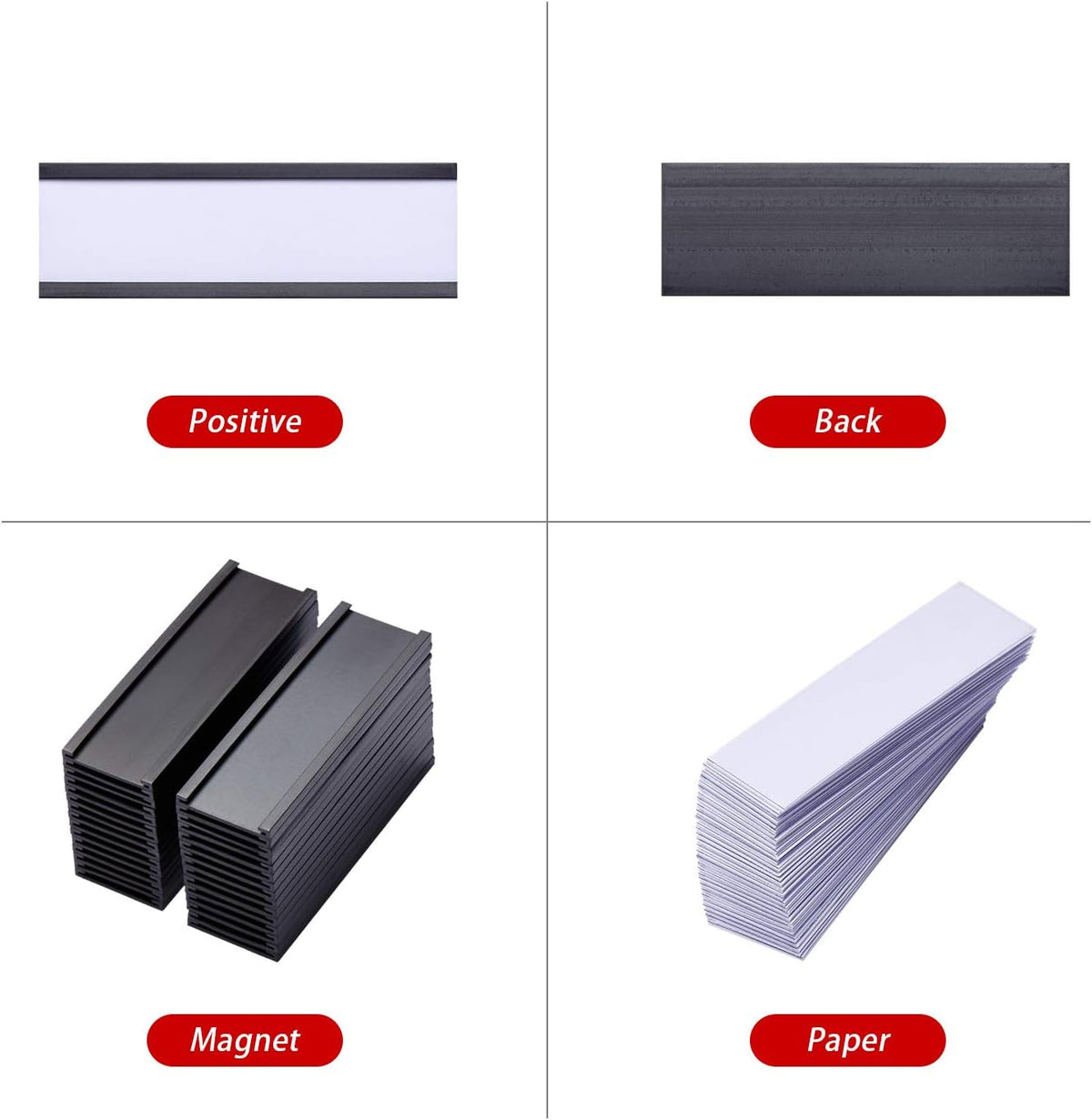 Eeoyu Magnetic Label Holders with Magnets Magnetic Data Card Holders with Clear Plastic Protectors for Metal Shelf, Whiteboard, Set of 30 (1 x 3 Inch)