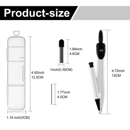 50 Packs Basic Geometry Compass In Bulk,Mechanical Pencil Desiged with Etra Lead,Student Drawing Tools Compass Math Compass Set (black and white)