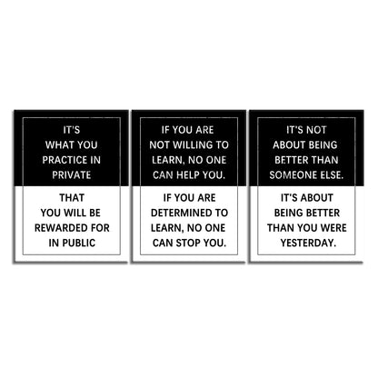 Inspirational Wall Art 3 Piece Practice Entrepreneur quote Motivational Poster Canvas Prints Artwork for Office Living Room Modern Home Decor Painting Pictures Stretched and Framed [36''Wx 16''H]