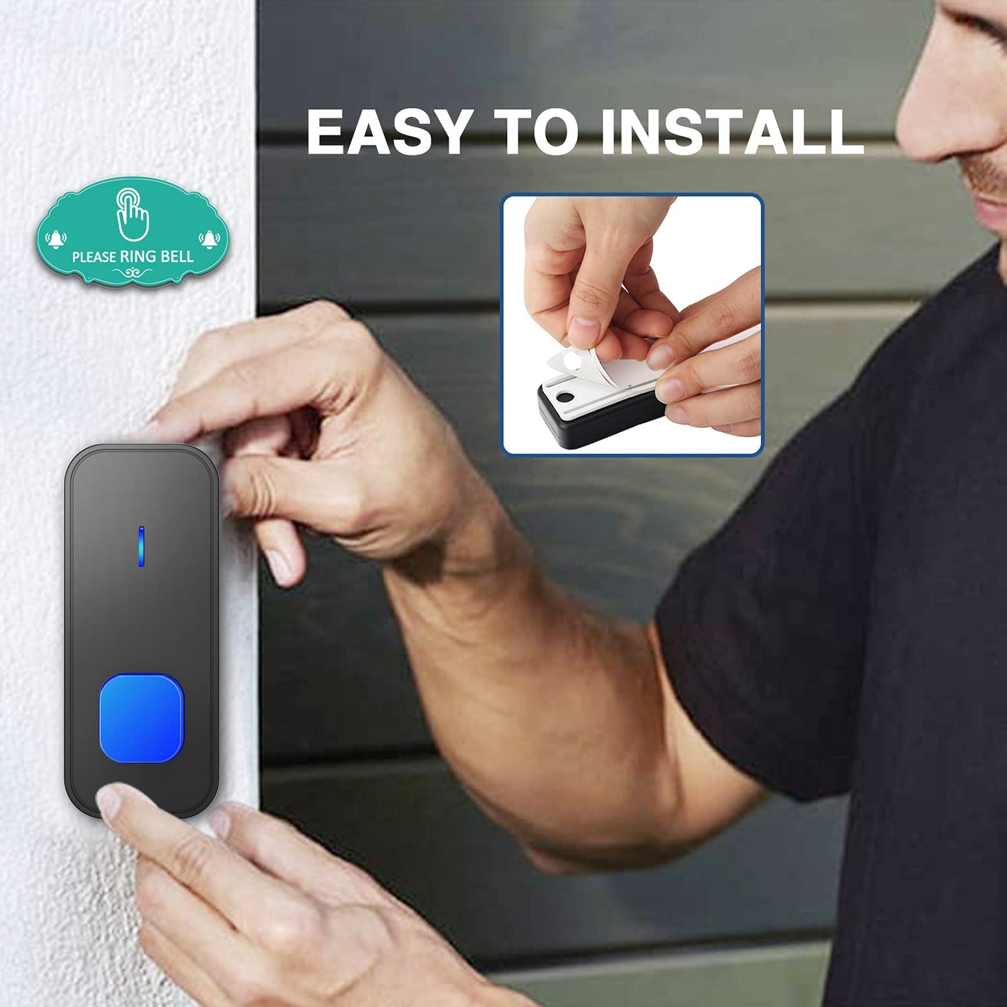 SURFOU Wireless Loud Waterproof Doorbell, Easy installation, 1300ft Range, 55 Chimes 5 Adjustable Volume Levels, LED Flash (1 Button +2 Receivers)