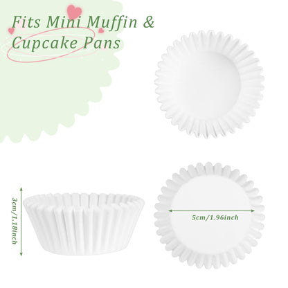CHENZEM 1000 Count White Paper Cupcake Liners, Standard Size 2 Inch, Unbleached Baking Cups for Muffins and Cupcakes (White, 2 Inch)