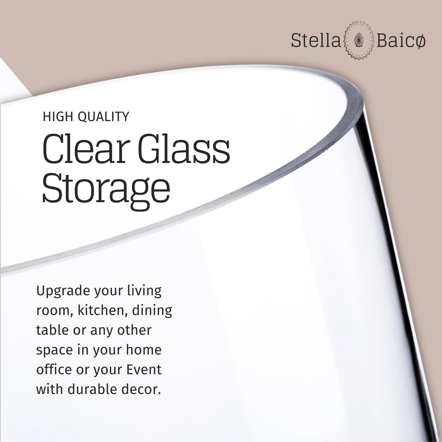 Stella Baic Clear Glass Apothecary Jar, Glass Candy Jar with Lid, Classic Footed Glass Jar, Elegant Decorative Jar (Height: 12", Diameter: 6")