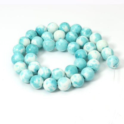 Siomia 60pcs 6mm Natural Blue Rain Flower Gemstone Beads Energy Healing Crystal Round Loose Stone Beads for Jewelry Making, DIY Bracelets Necklaces