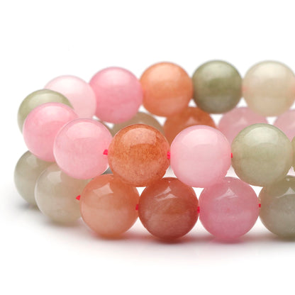Youngbling Natural Gemstone Beads for Jewelry Making,6mm Colorful Flower Jade Polished Round Smooth Stone Beads for Bracelet Necklace 15 Inch(Colorful Flower Jade,6mm)