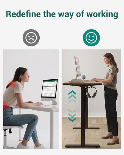 CubiCubi Electric Standing Desk, 60 x 24 Inches Height Adjustable Sit Stand Desk, Ergonomic Home Office Computer Workstation, Rustic Brown