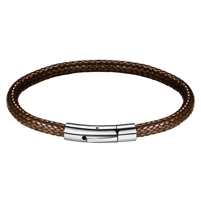 FOCALOOK Braided Leather Bracelet,Brown Hand Chain Leather Cord Rope Bracelet for Grandson 7inch(18cm)