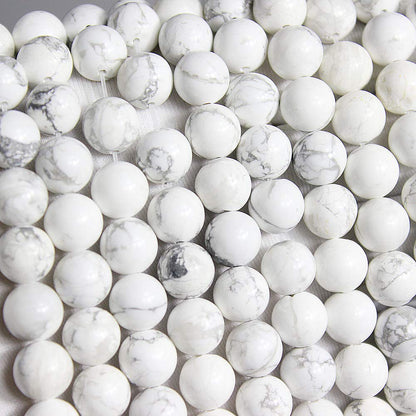 MJDCB AAAA Natural Stone Beads White Howlite Turquoise Round Loose Beads for Jewelry Making 15" (6mm)