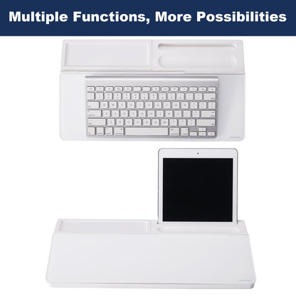 Small Glass Desktop Whiteboard Dry-Erase-Board - Computer Keyboard Stand with Ultrasonic Cleaners White Board Surface Pad with Drawer, Desk Organizers with Accessories