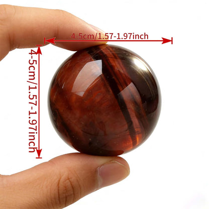 AierCrystal Natural Stone Crystal Sphere Feng Shui Home Decoration Ball Positive Energy Scrying Orb for Meditation Tool for Spiritual Space Purification Globe Diameter 4-5cm Red Tiger's Eye Sphere
