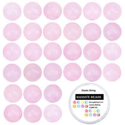 80Pcs Natural Crystal Beads Stone Gemstone Round Loose Energy Healing Beads with Free Crystal Stretch Cord for Jewelry Making (Rose Quartz, 10mm)