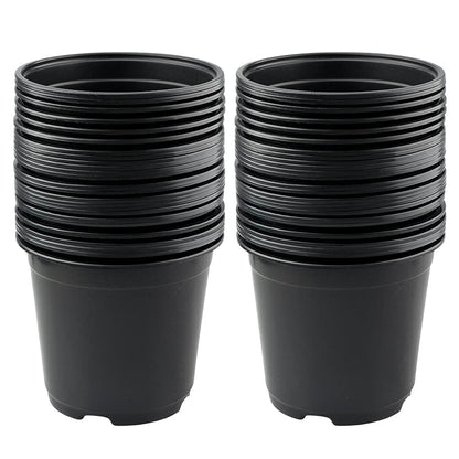 KINGLAKE 100 Pcs 6" Plastic Plants Nursery Pots Seedlings Flower Plant Container Seed Starting Pots Black