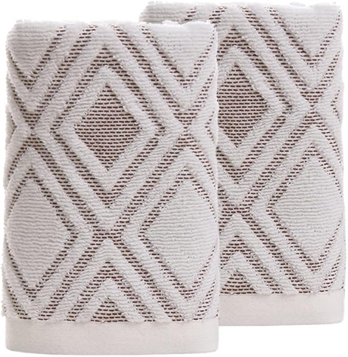 Pidada Hand Towels Set of 2 Diamond Pattern 100% Cotton Absorbent Soft