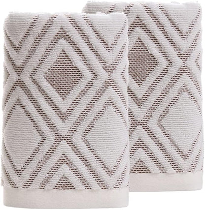 Pidada Hand Towels Set of 2 Diamond Pattern 100% Cotton Absorbent Soft